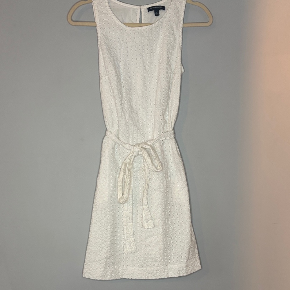 Banana Republic White Textured Mini Dress